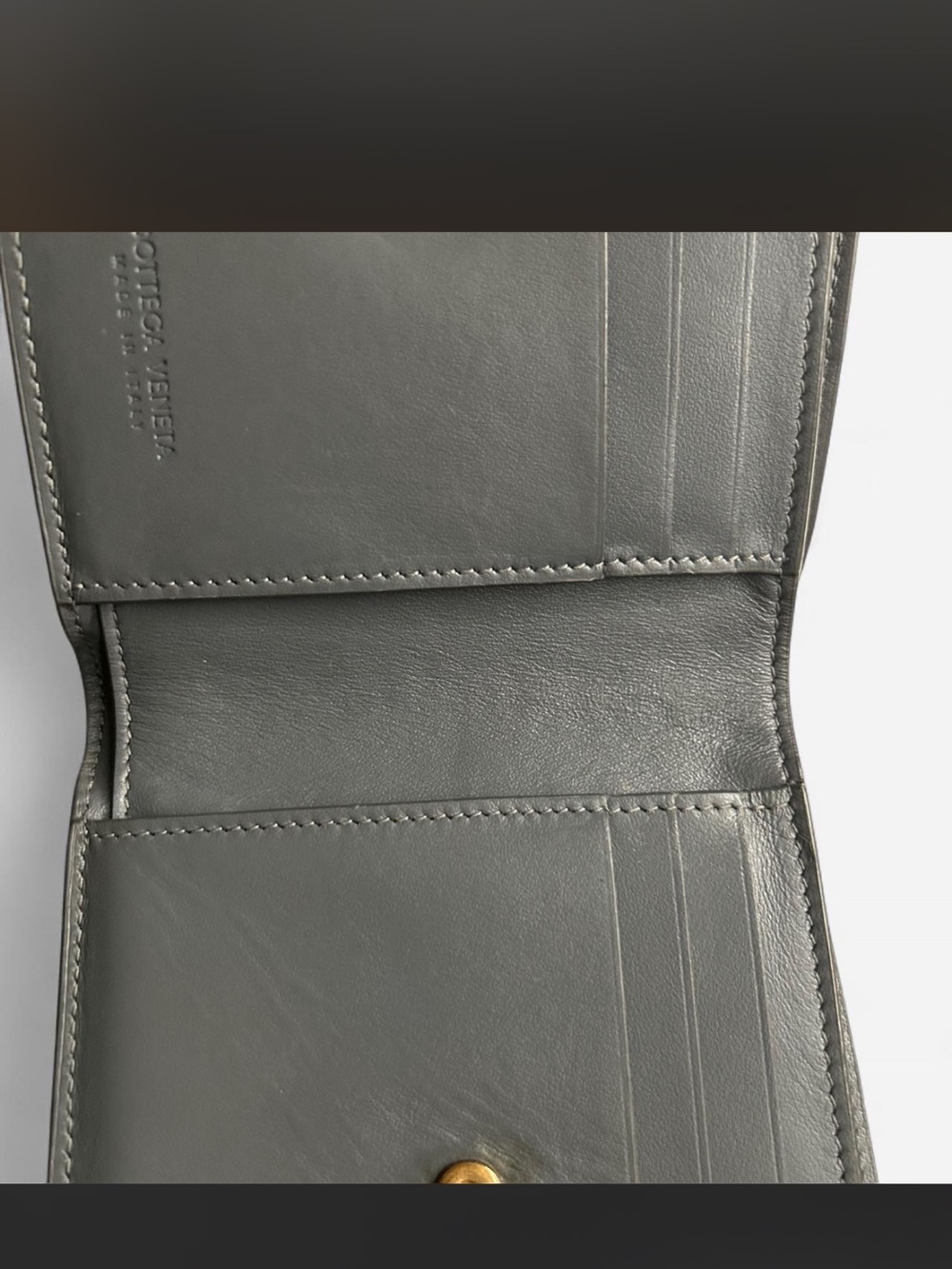 Bottega Veneta Gray Leather Bi-Fold Wallet